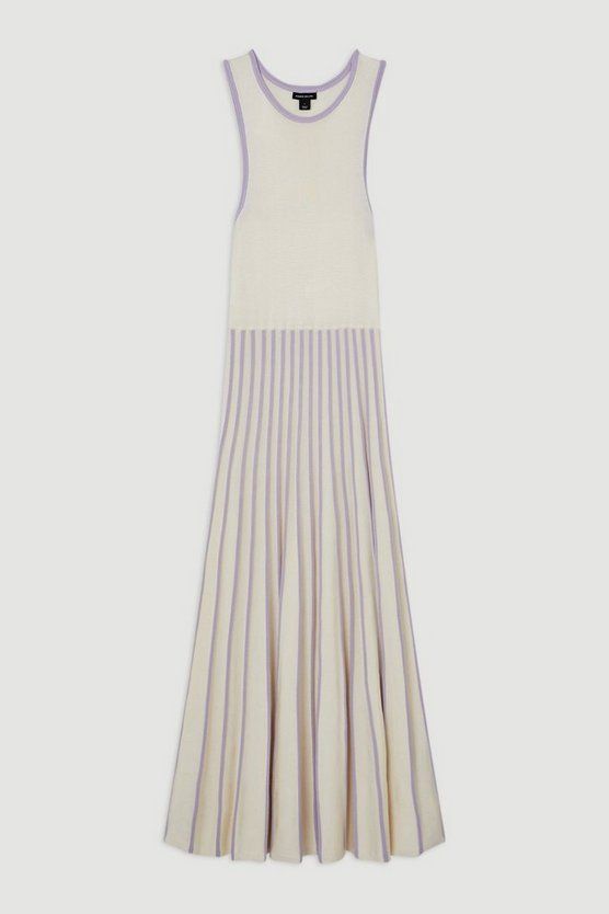 Slinky Knit Pleated Midaxi Dress | Karen Millen US