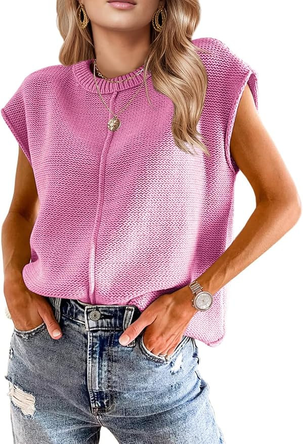 Womens Spring Fashion 2026 Summer Tops Boho Sweater Trendy Western Casual Cap Sleeve Rodeo Vest C... | Amazon (US)