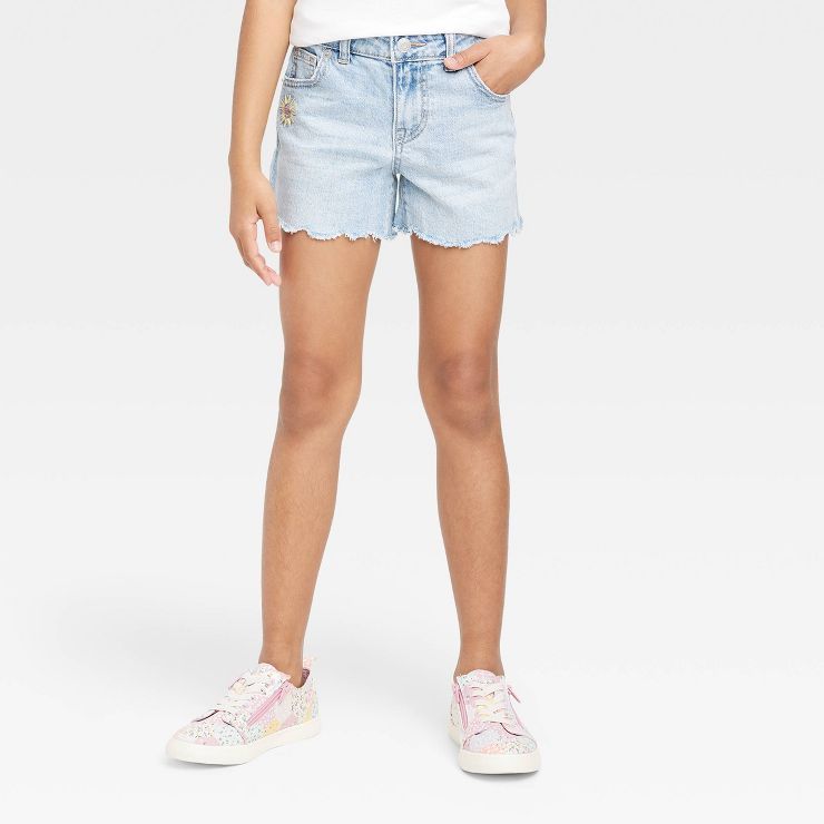 Girls' Embroidered Jean Shorts - Cat & Jack™ Light Wash | Target