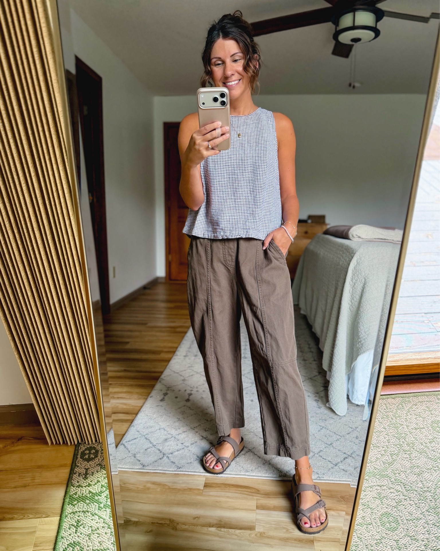 xs in my linen tank and 36 in my Birkenstock clogs. My pants are from last year, but old navy brought back a similar style and I linked those. I wear xs petite.

#LTKPetite #LTKgrwm #LTKSeasonal