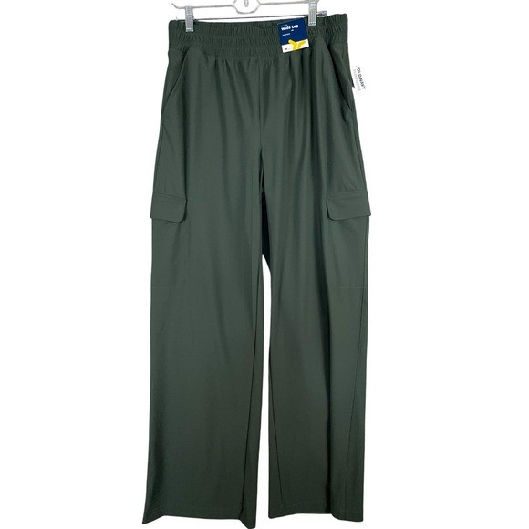 Old Navy Track Pants Womens M Tall Green Go-Dry High Rise Wide Leg SleekTech | Poshmark