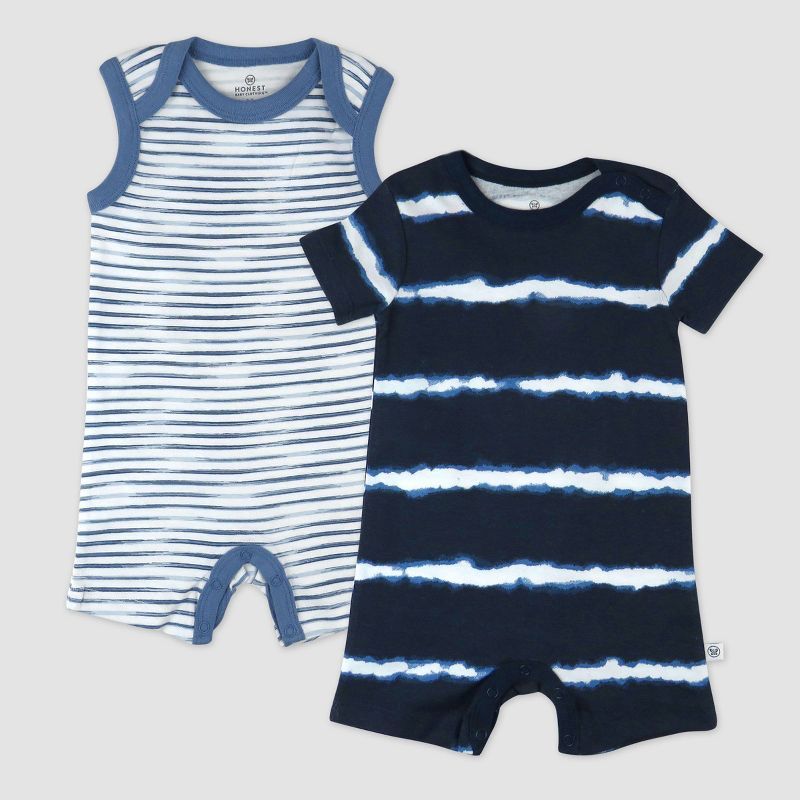 Honest Baby 2pc Short Sleeve Romper Set - Blue | Target