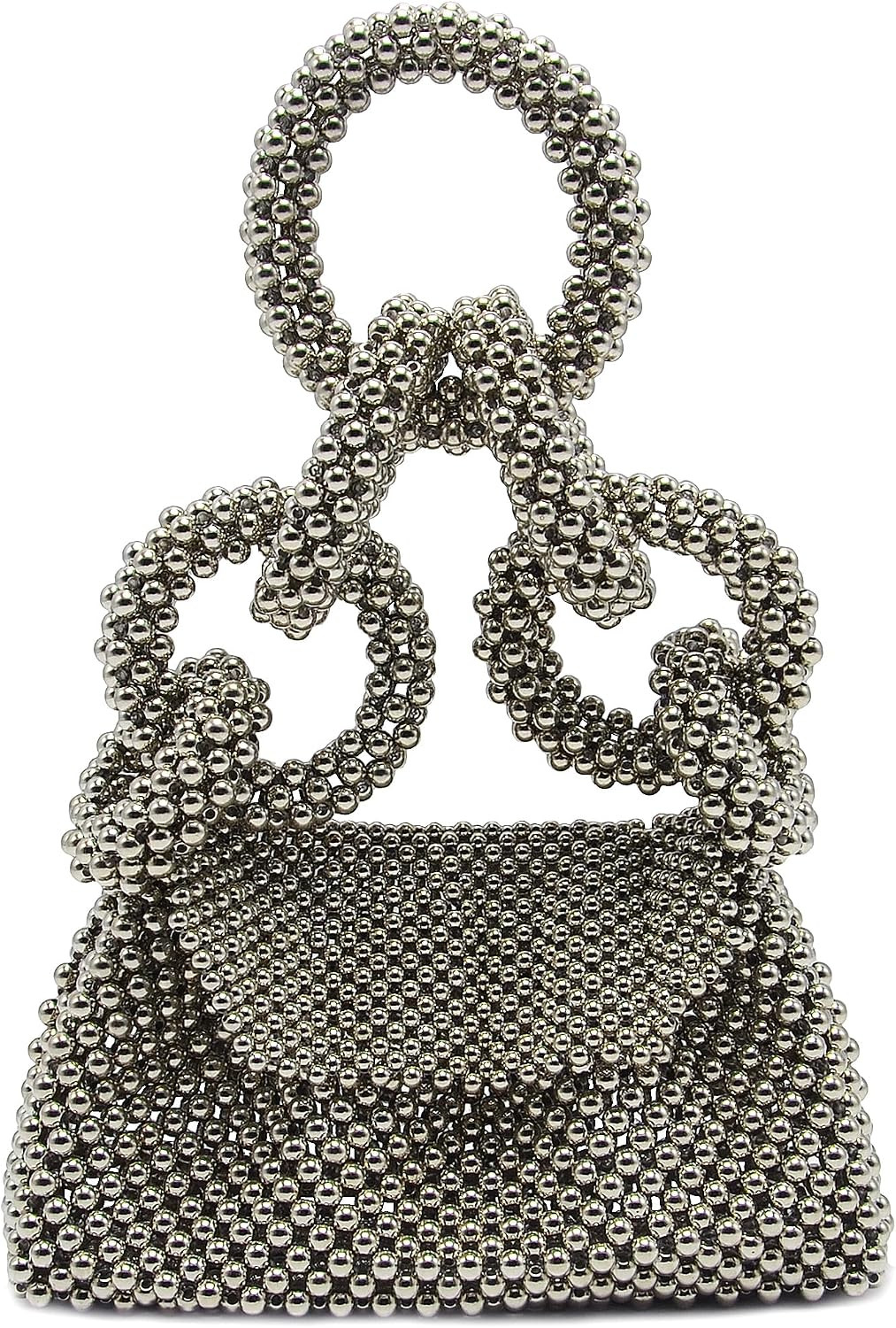 Miuco Pearl Big Ring Top Handle Bag Evening Wedding purse Handmade | Amazon (US)