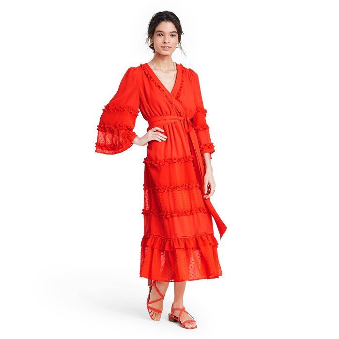 Angel Sleeve Tiered Ruffle Dress - ALEXIS for Target Dark Orange | Target