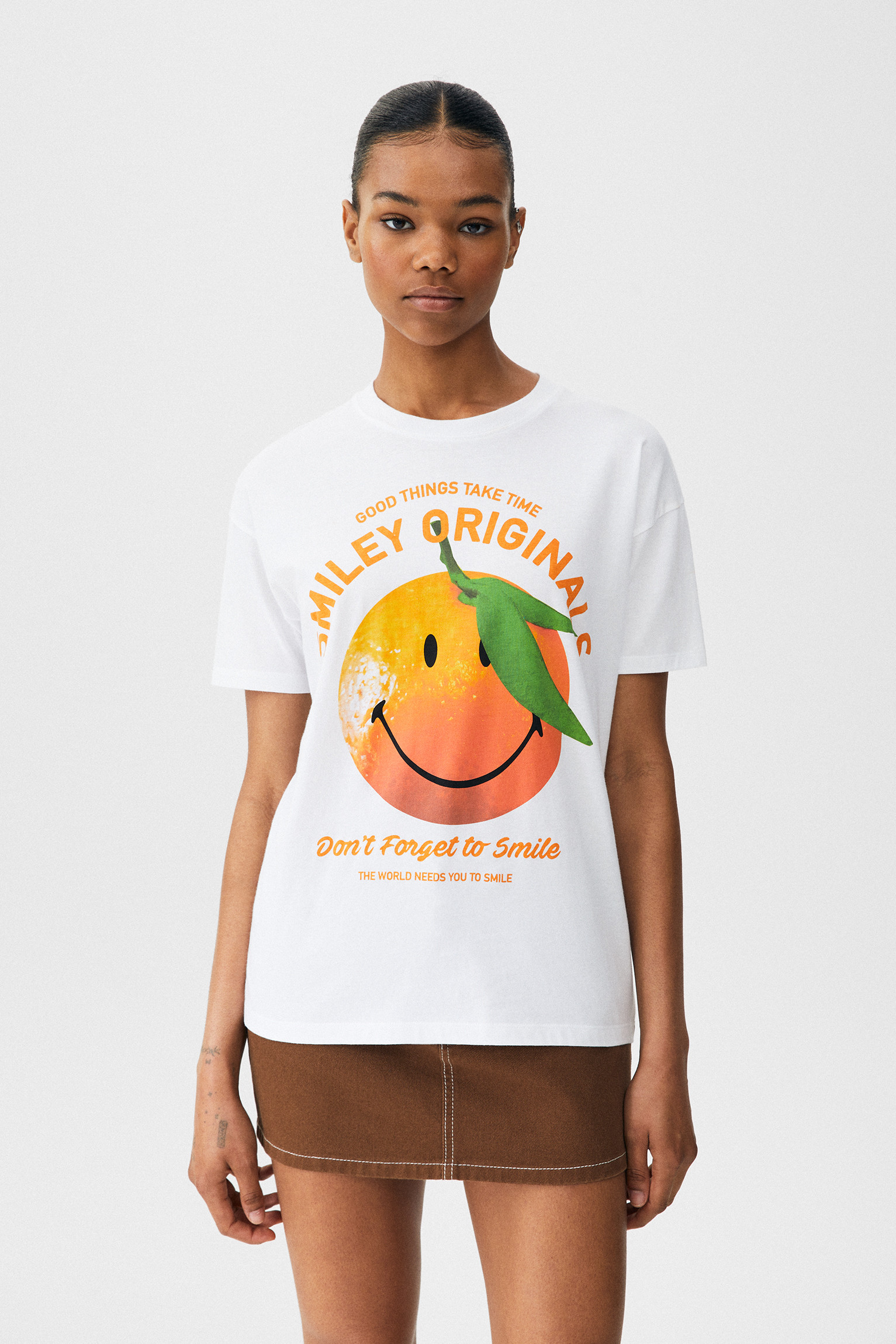 Smiley orange T-shirt | PULL and BEAR UK