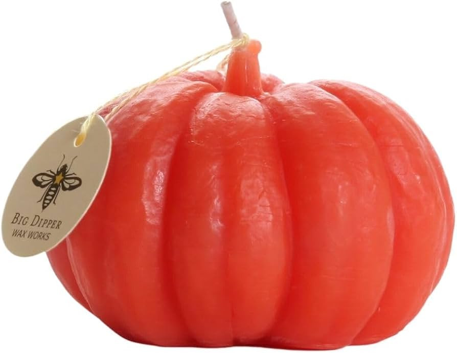 Big Dipper Wax Works Beeswax Pumpkin Candle, Dark Orange (3 x 2in) | Amazon (US)