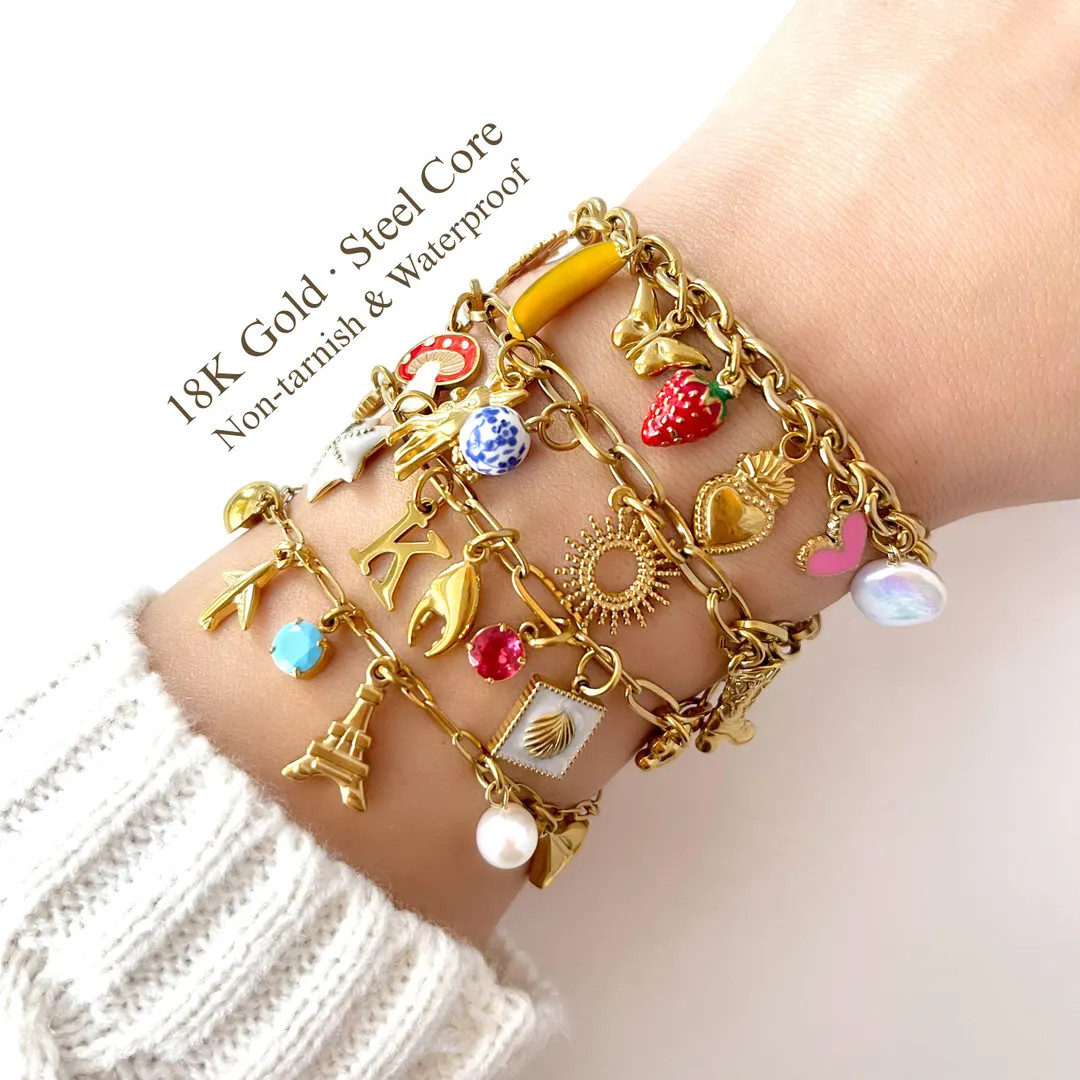 Build Your Own Custom 18K Gold Charm Bracelet, 100% WATERPROOF + Non-Tarnish, Choose Your Charms,... | Etsy (US)