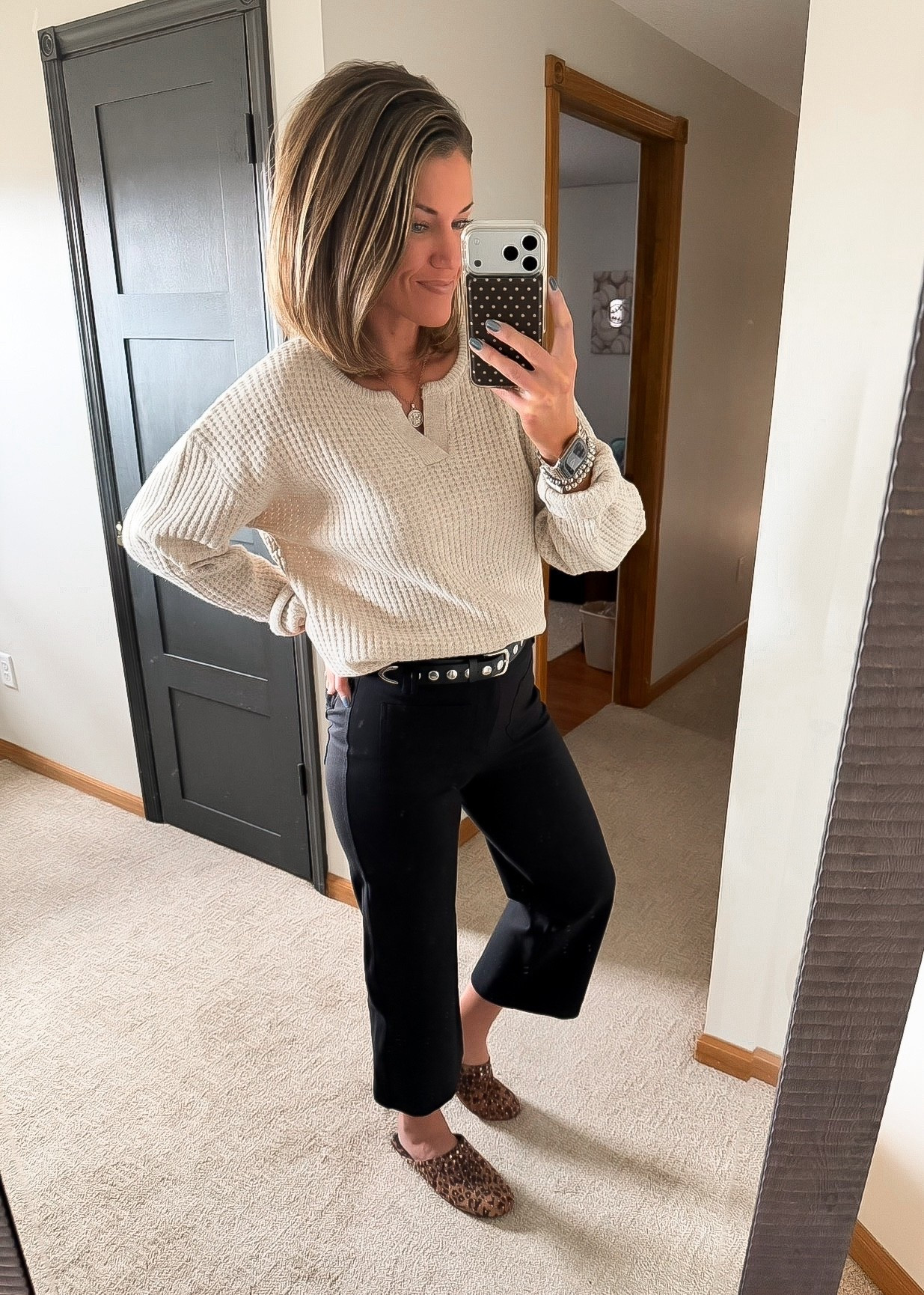 Where are my girlies that need workwear?? These Target pants are soooo good. Nice stretch, perfect fit. 
Mules on clearance. 
Sweater runs a bit big, wearing medium, would prefer small 

#LTKootd #LTKWorkwear