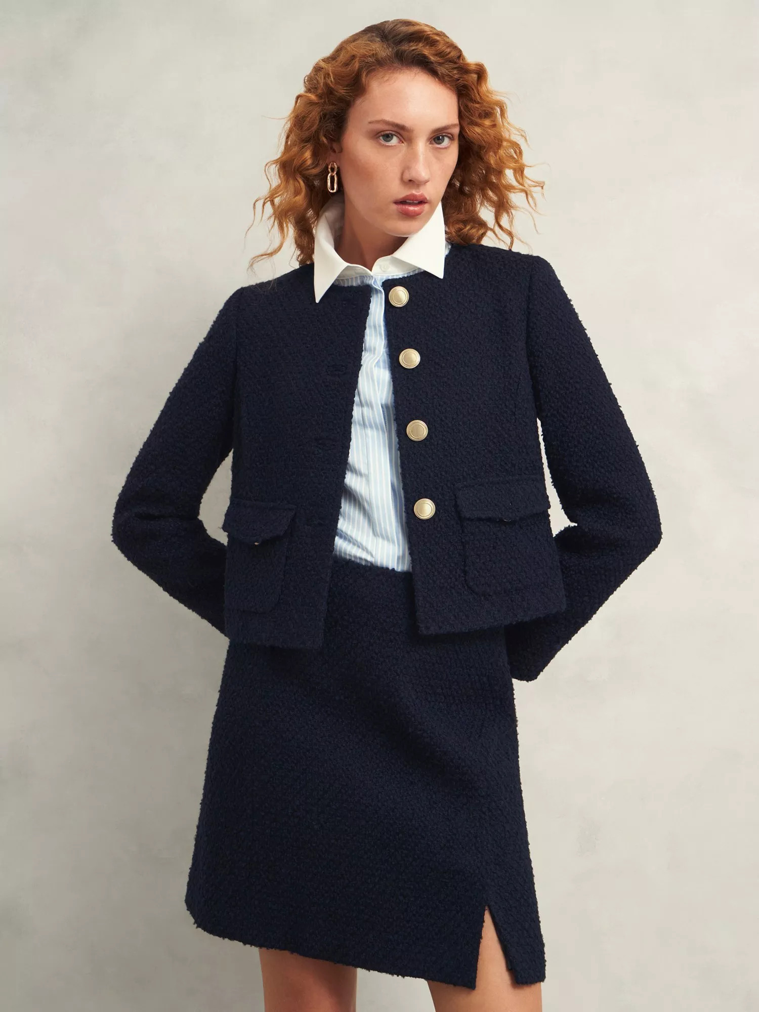 Hobbs Marie Tweed Jacket, Navy | John Lewis (UK)