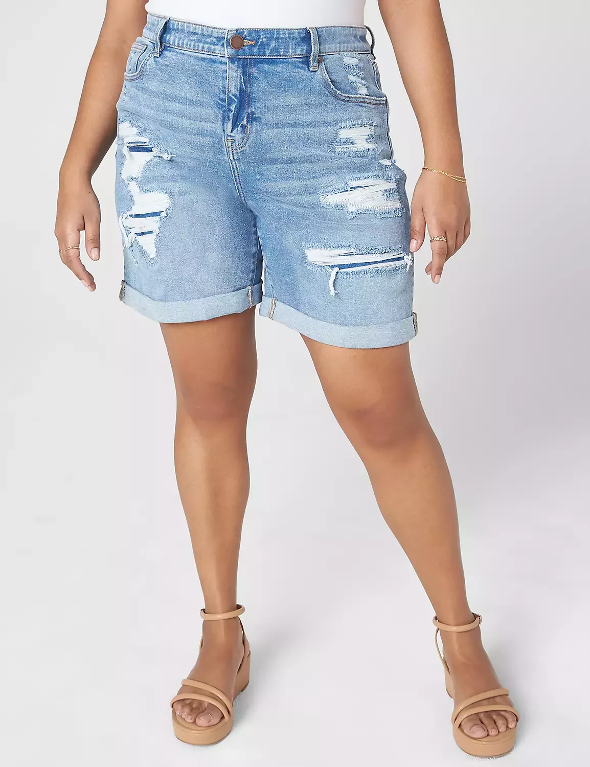 Plus size boyfriend jean on sale shorts