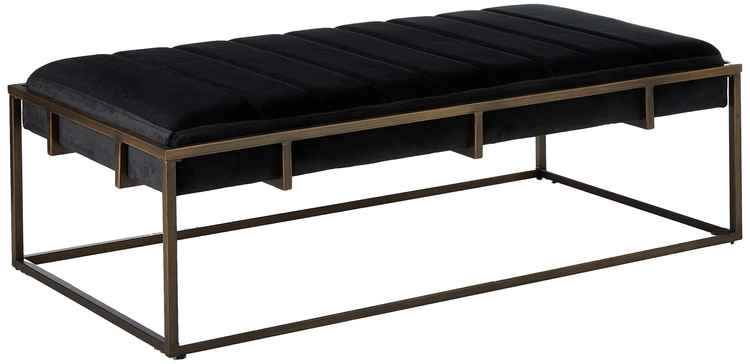 Christopher Knight Home Vassy Modern Velvet Ottoman Bench with Brass Finish, Black | Amazon (US)