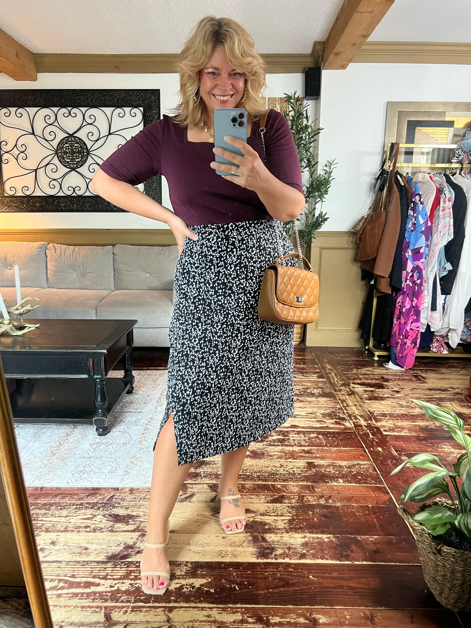 Workwear outfit, teacher outfit, stretchy midi skirt and 3/4 sleeve top- size xl in each 

#LTKStyleTip #LTKFindsUnder50 #LTKMidsize