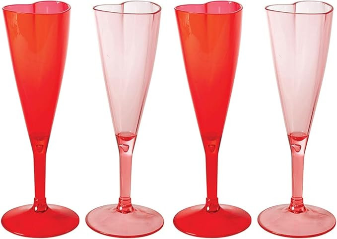 Slant Party Supplies Champagne Flutes - Acrylic Stemmed Glasses with Heart-Shaped Flute, Set of 6... | Amazon (US)