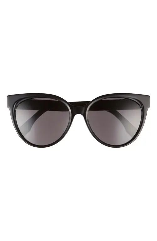 The Fendi Lettering 56mm Cat Eye Sunglasses in Shiny Black /Smoke at Nordstrom | Nordstrom