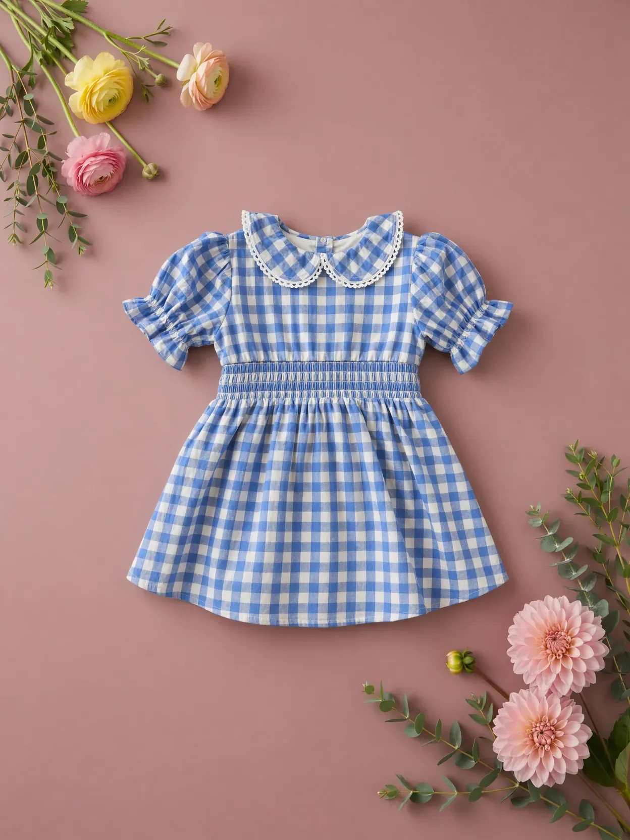 Baby Hannah Dress Set in Blue Gingham | Ivy City Co