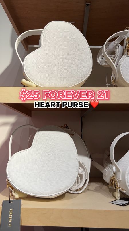 This $25 heart shaped purse from forever 21 is so cute for Valentine’s Day! It comes in white, red, and pink 💖❤️🤍✨

#LTKSeasonal #LTKitbag #LTKunder50