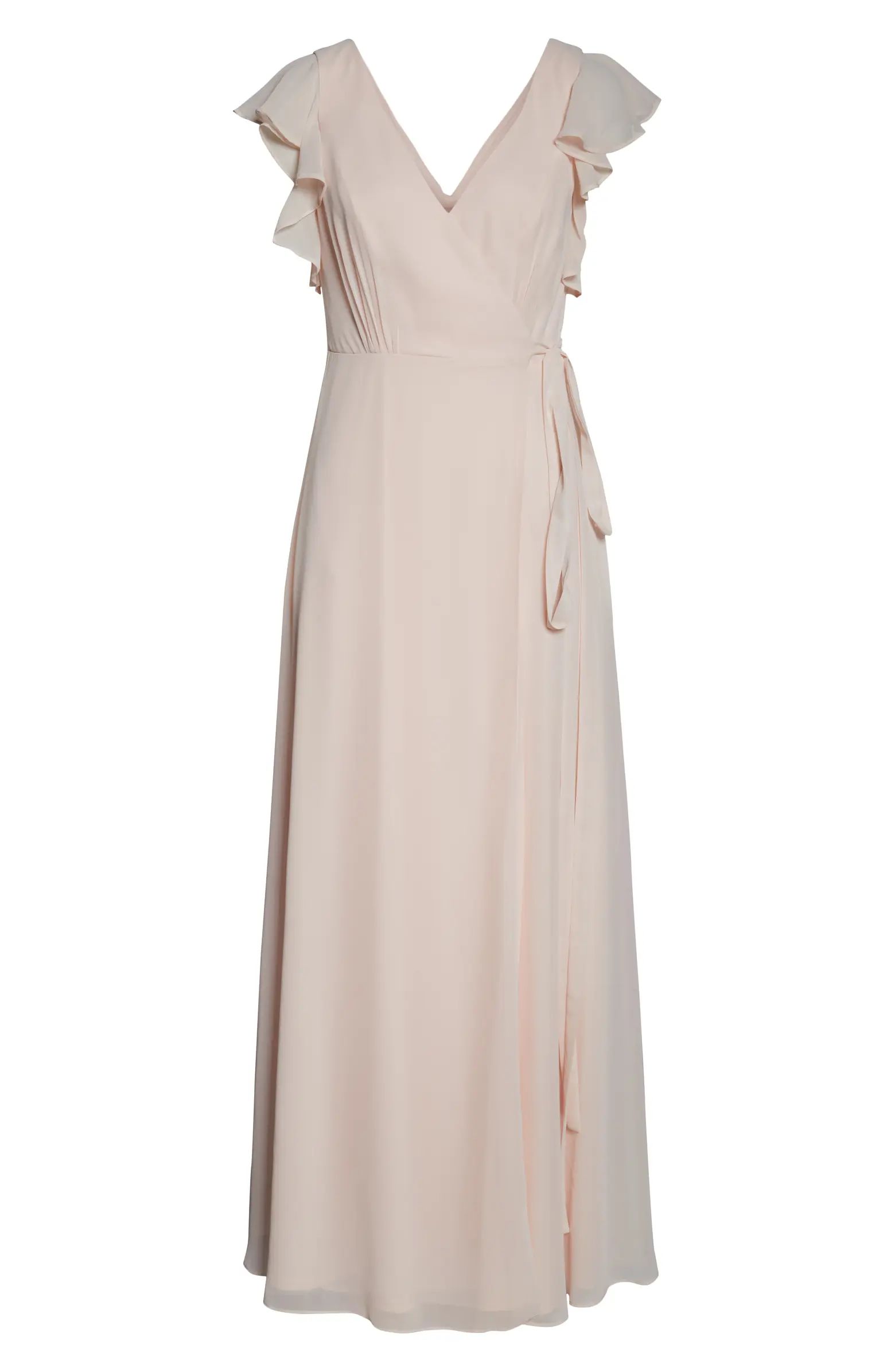 #Levkoff Ruffle Sleeve Chiffon Wrap Gown | Nordstrom | Nordstrom