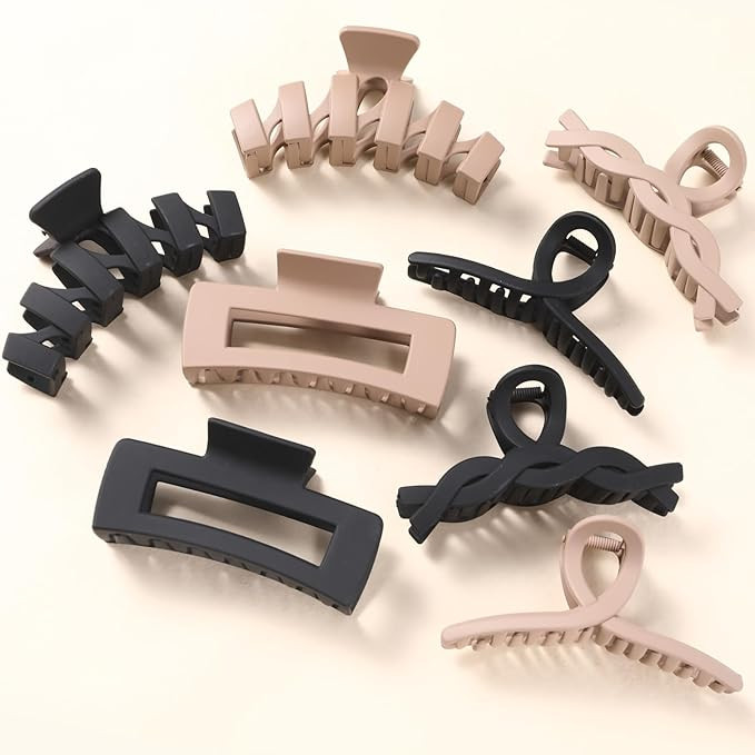 8 Pack Large Claw Clips for Women Thick Hair, Strong Hold Matte Non-Slip Hair Clips, Multi-Style ... | Amazon (US)