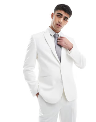 ASOS DESIGN slim suit jacket in textured white fabric | ASOS | ASOS (Global)