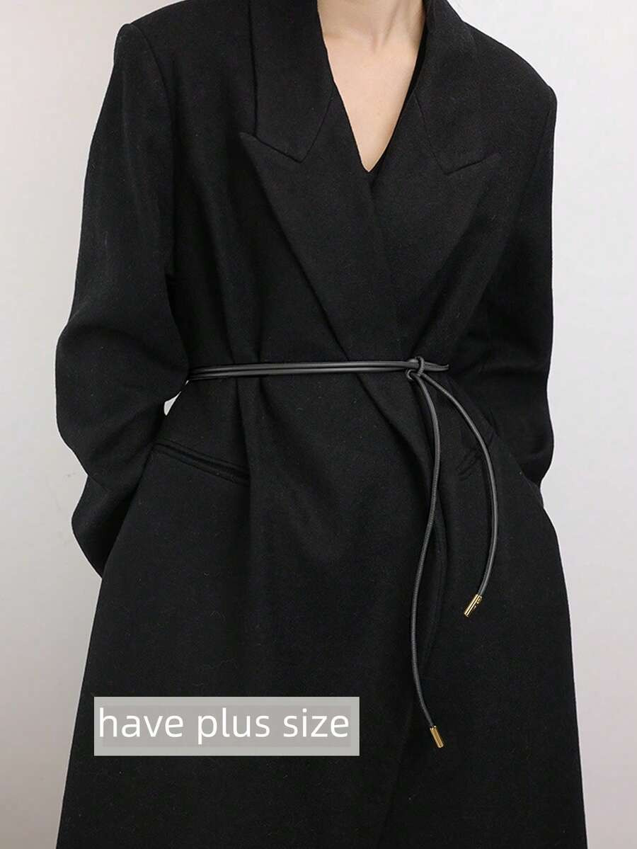 Elegant Long Soft Black Drawstring Belt, Sweet Waist Cincher, Vintage All-Match Tie Waist Decorat... | SHEIN