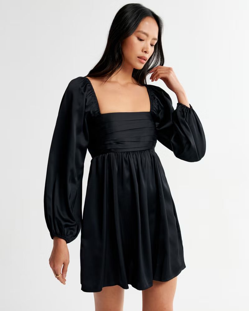 Emerson Satin Long-Sleeve Mini Dress | Abercrombie & Fitch (US)