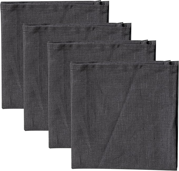 Linendo 100% Pure Linen Napkins 20 x 20 Inch Charcoal Grey - Set of 4 Pack Oversized Dinner Table... | Amazon (US)