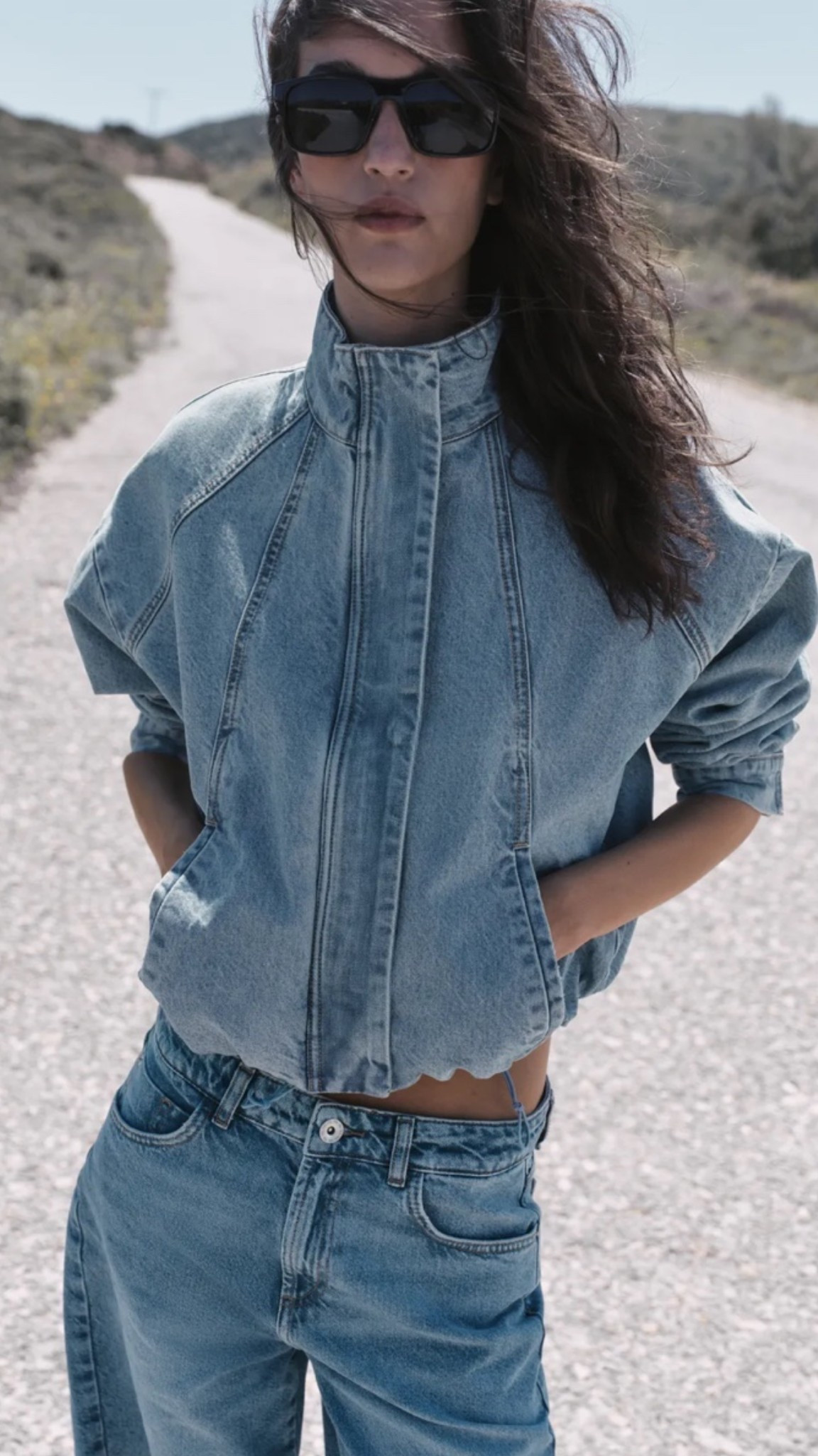 the coolest (and closest to YSL) denim bomber jacket #zara
