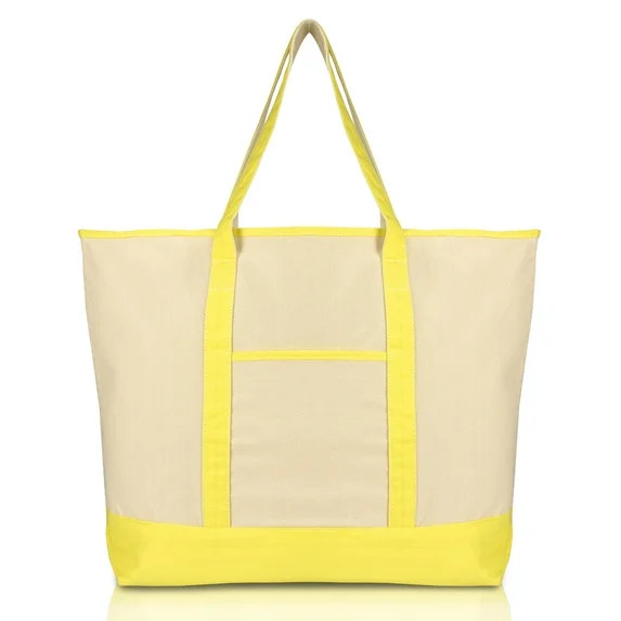 DALIX 22" Open Top Deluxe Tote Bag with Outer Pocket in Yellow | Walmart (US)