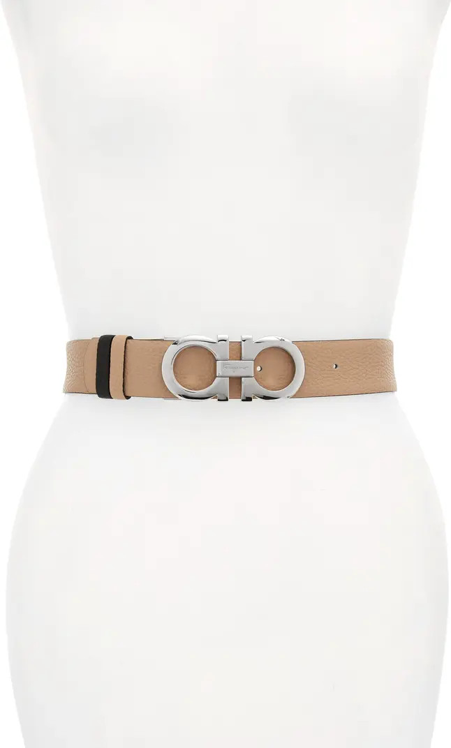 Reversible Gancini Calfskin Leather Belt | Nordstrom