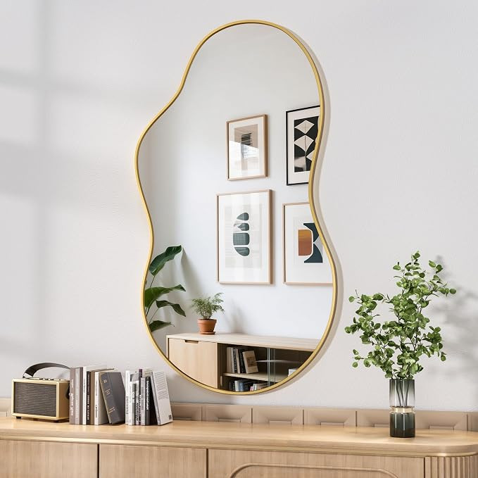 Hasipu Large 116x66cm Irregular Wall Mirror - Asymmetrical Frameless Decorative Mirror for Bedroo... | Amazon (UK)