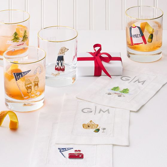 Mark & Graham x Gray Malin Après Ski Rocks Glasses, Set of 4 | Mark and Graham
