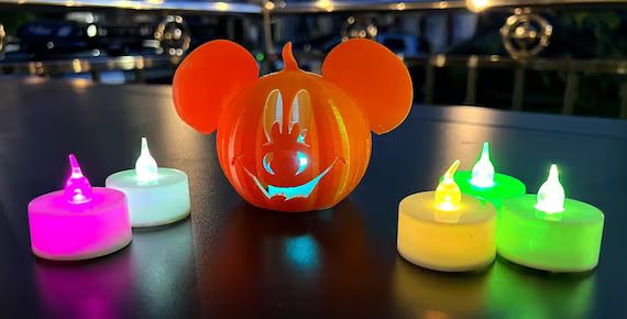 Halloween Mickey Pumpkin Includes Glowing LED Tealight - Etsy | Etsy (US)