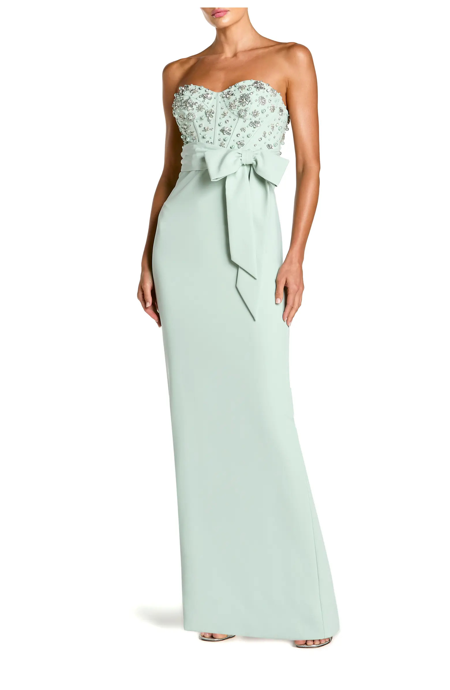 Strapless Embellished Bustier Gown with Bow | Nordstrom