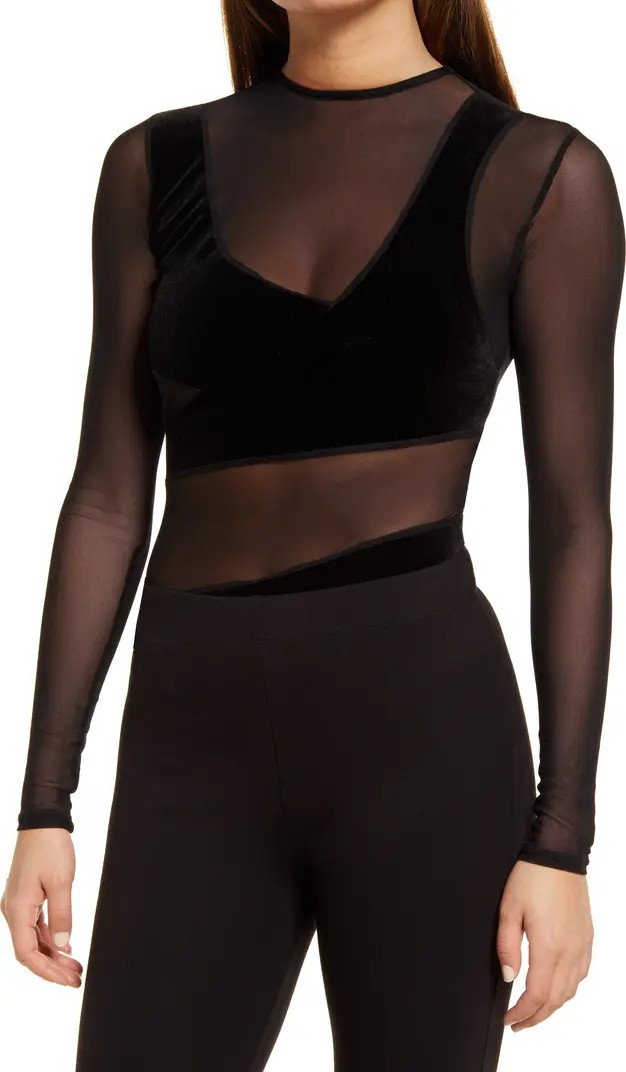 Velvet Long Sleeve Bodysuit | Nordstrom