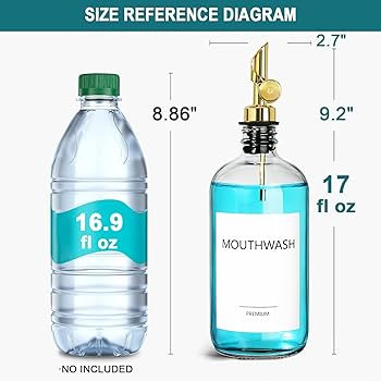 Mouthwash Dispenser for Bathroom, 1 Pack Glass Mouth Wash Container with Cup, 17 Fl Oz Mouthwash ... | Amazon (US)