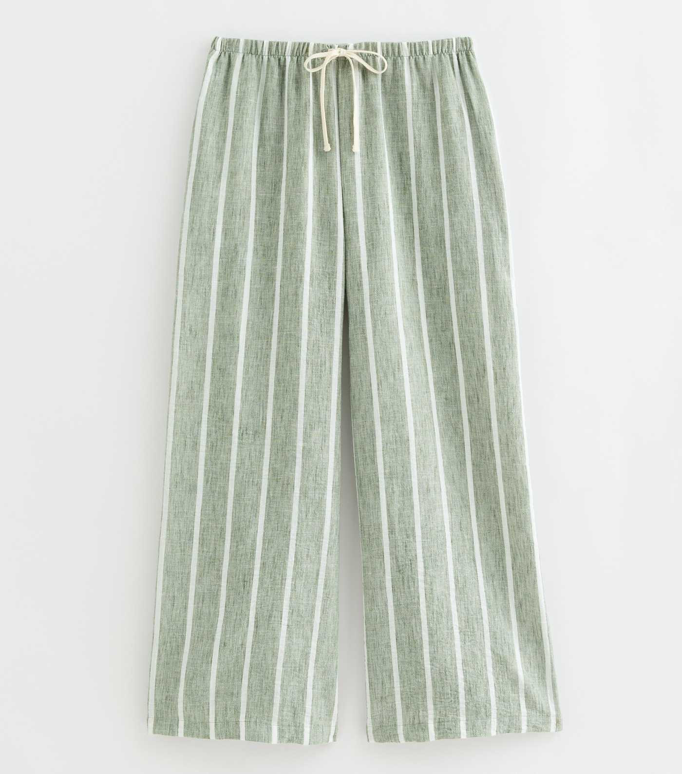 Petite Green Striped Wide Leg Trousers | New Look | New Look (UK)