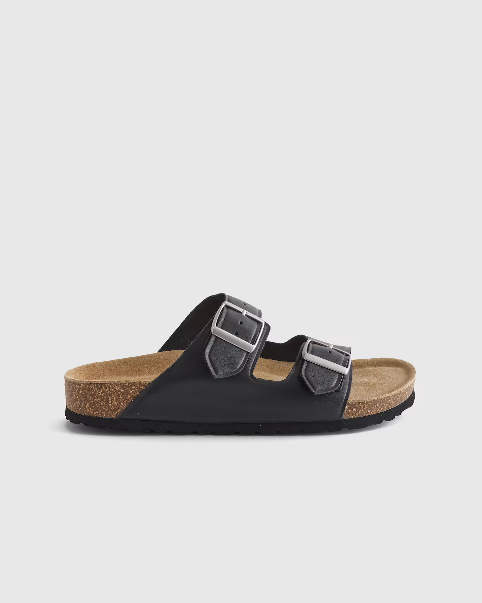 Nappa Leather Double Buckle Slide in Black | Quince