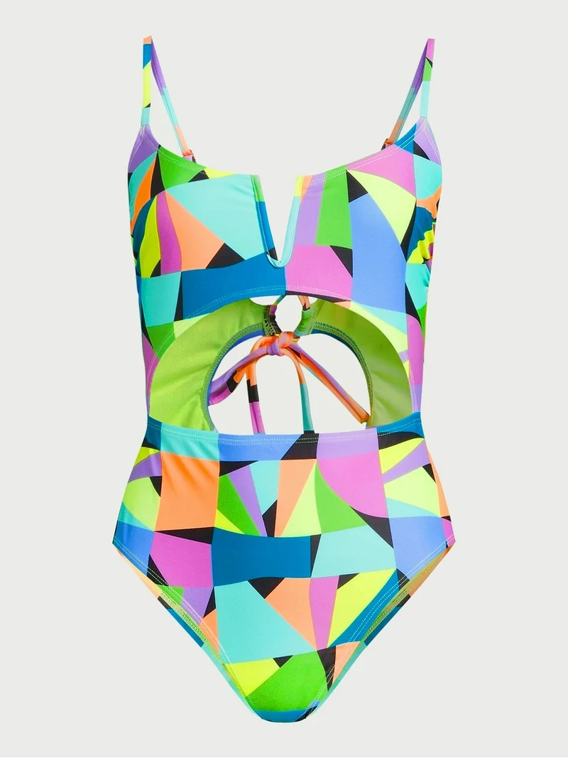 No Boundaries Women's Cutout V-Wire One-Piece Swimsuit, Sizes XXS - XXL | Walmart (US)