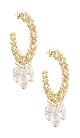 Pearl Hoop Earrings in Gold | Revolve Clothing (Global)