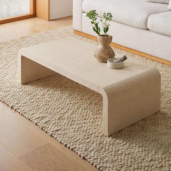 Solstice Painted Raffia Low Coffee Table (44"&ndash;50") | West Elm (US)
