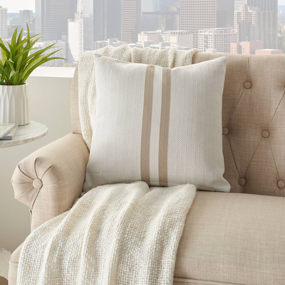 18""x18"" Life Styles Rev Woven Stripe Throw Pillow Beige - Mina Victory | Target
