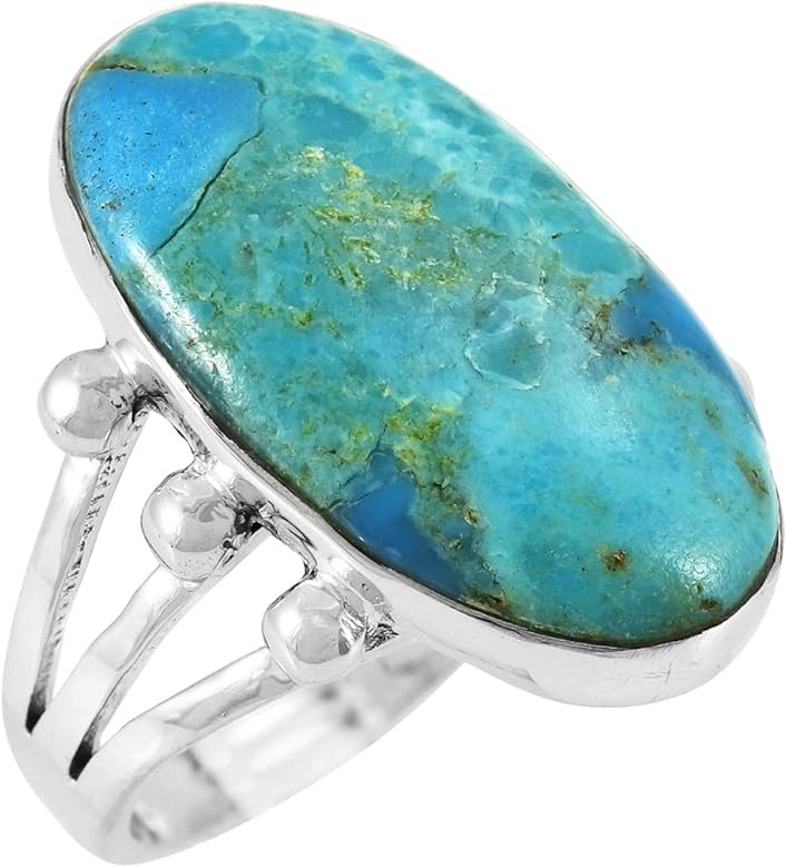 Turquoise Ring Sterling Silver 925 & Genuine Turquoise | Amazon (US)