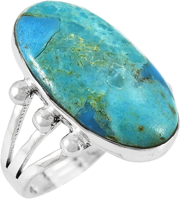 Turquoise Ring Sterling Silver 925 & Genuine Turquoise | Amazon (US)