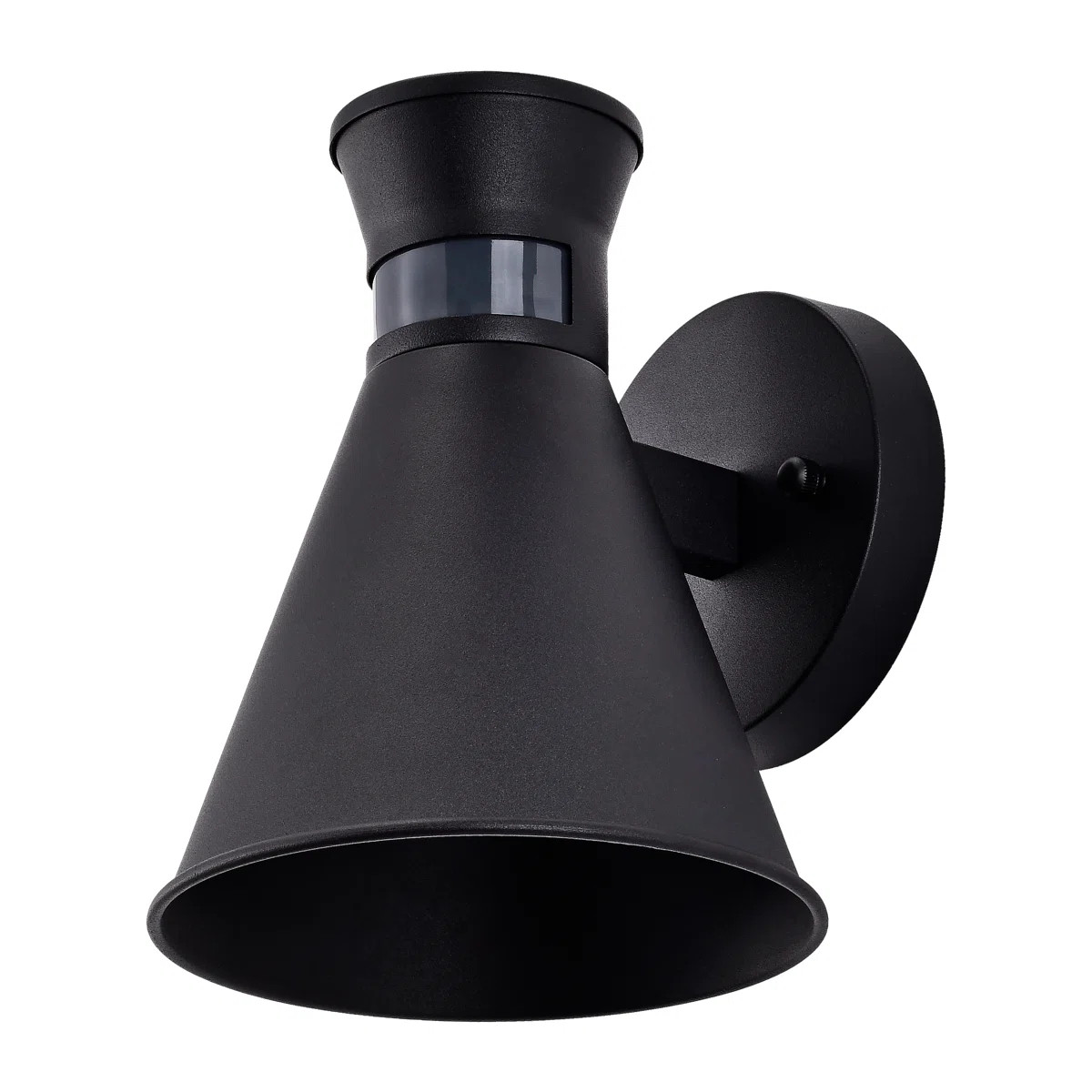 Kaori Motion Sensor & Dusk to Dawn 8"H Matte Black Outdoor Armed Sconce | Wayfair North America