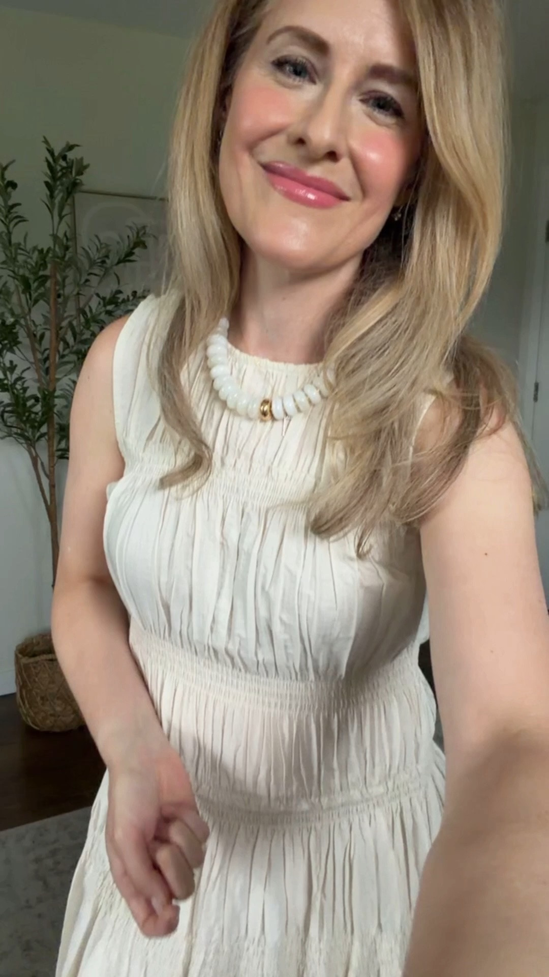 Walmart $25 dress with smocking, truly a gem! Lightweight but not see through (wear nude undergarments), flattering and stretchy, it’s giving free people or Grecian goddess lol. Love it. I sized up to medium. #walmartfashion

#LTKOver40
