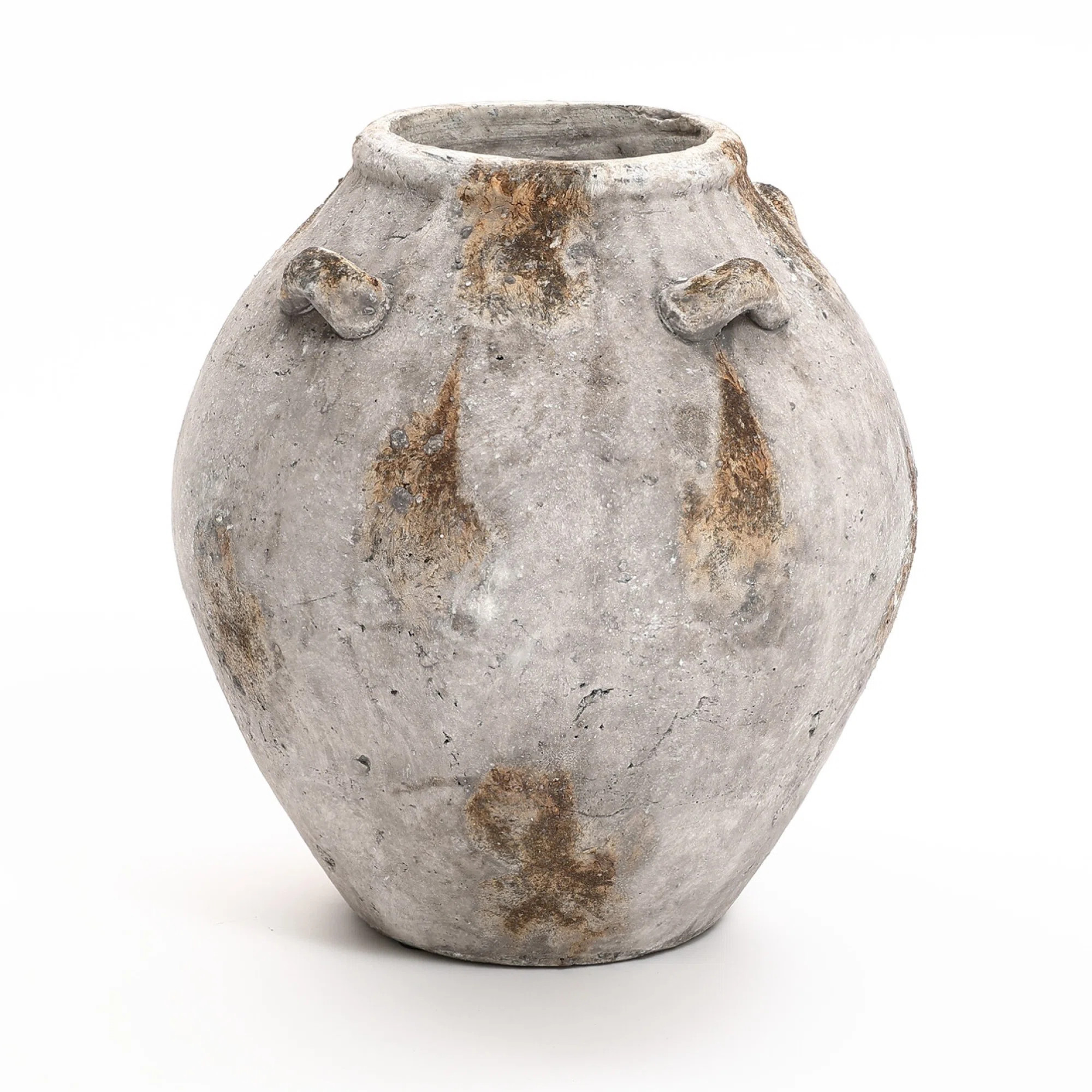 Joss & Main Mottled Brown and White Terracotta 12-Inch Tall Indoor and Outdoor Jug Vase with Hand... | Wayfair North America