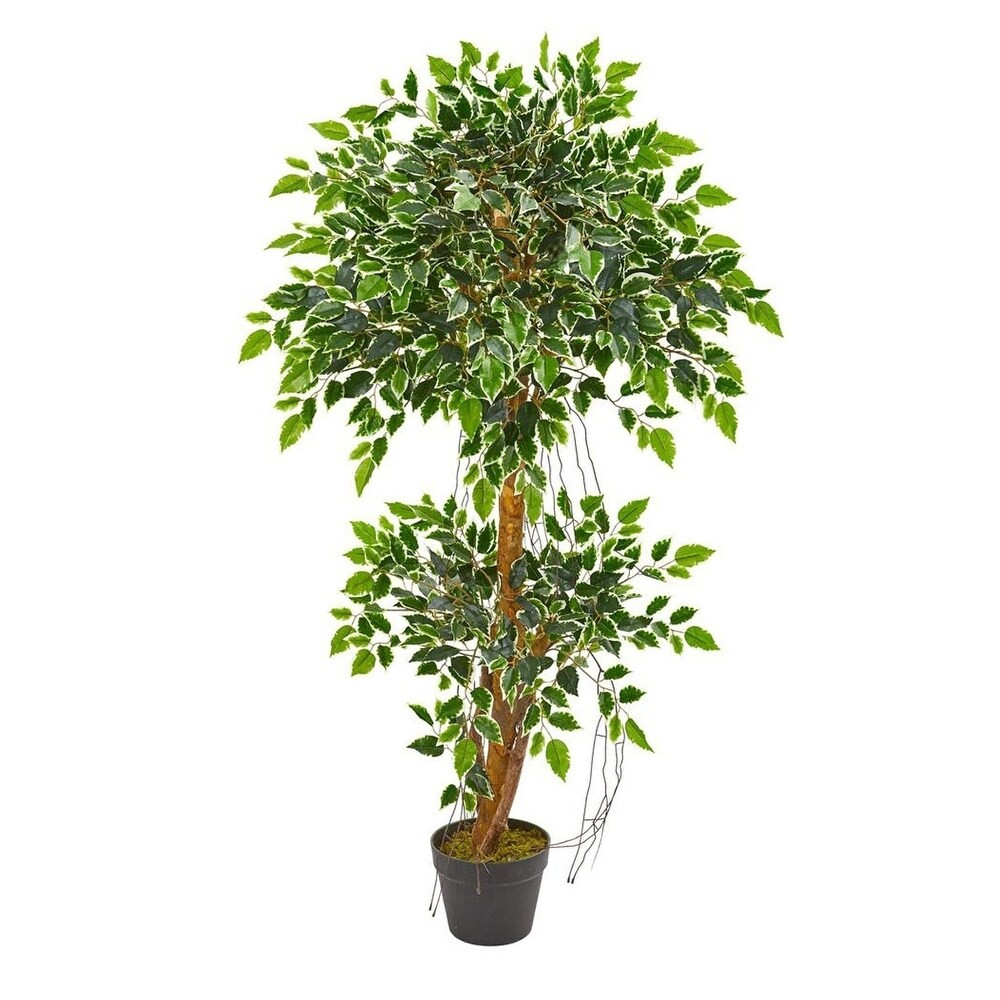 Nearly Natural Home Decorative 4' Variegated Ficus Artificial Faux Tree | Bed Bath & Beyond