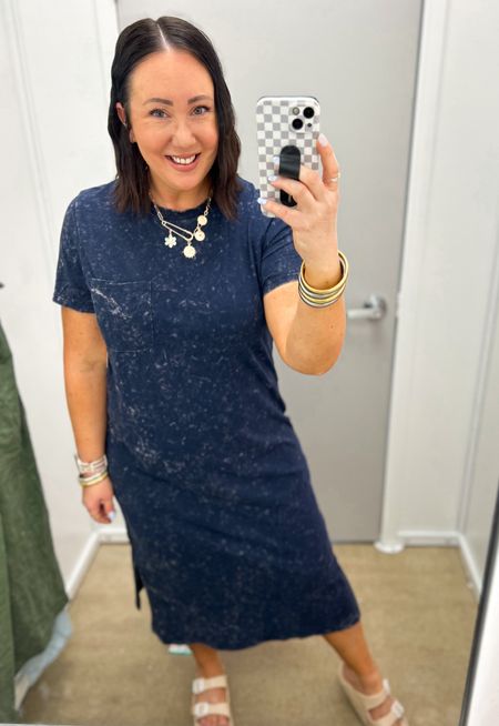 I love this midi t shirt dress from Walmart and they just released a few new colors!  This navy blue color is so cute for summer!  I sized up to an xl in mine for more room around the waist and tummy area!  Fits perfectly. Love the distressed wash on these! 

#LTKMidsize #LTKFindsUnder50 #LTKSeasonal