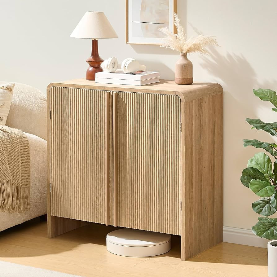 AMERLIFE Fluted Buffet Cabinet with Storage, Modern Sideboard Cabinet with 2 Doors & Adjustable S... | Amazon (US)