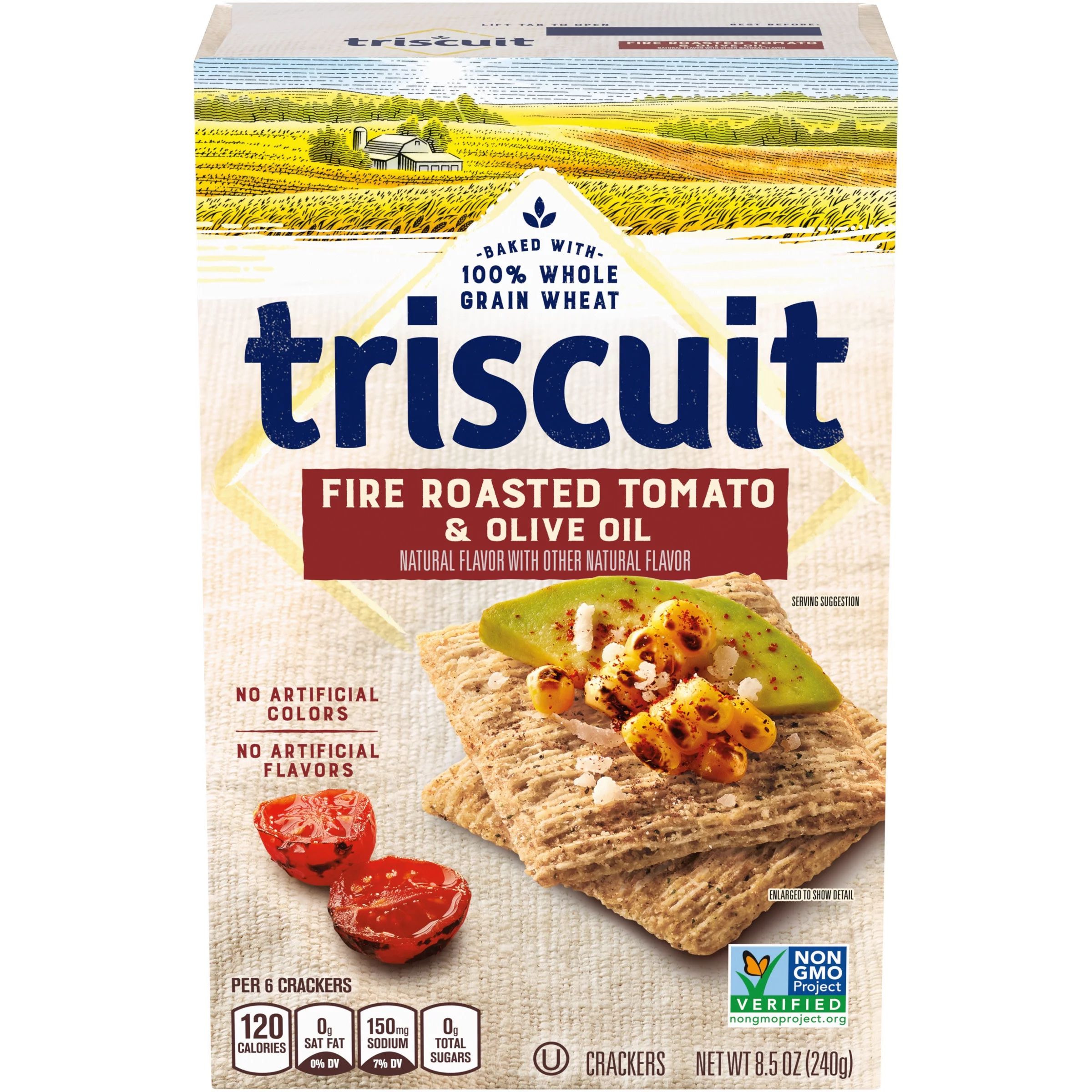 Triscuit Fire Roasted Tomato & Olive Oil Whole Grain Wheat Crackers, 8.5 Oz | Walmart (US)